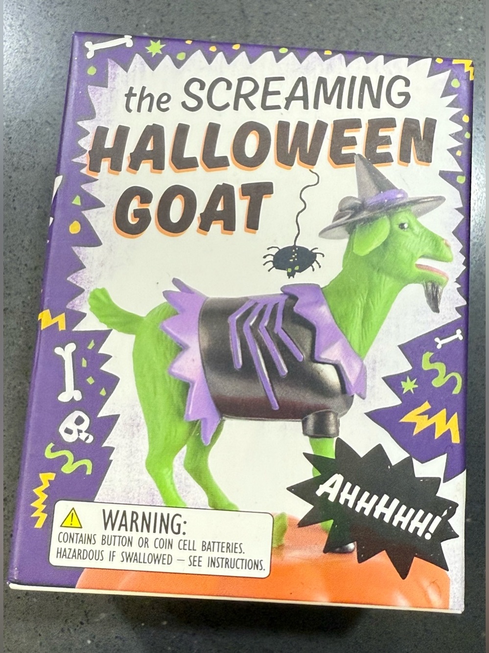 The Screaming Halloween Goat - Green & Purple Halloween Decoration. NIB